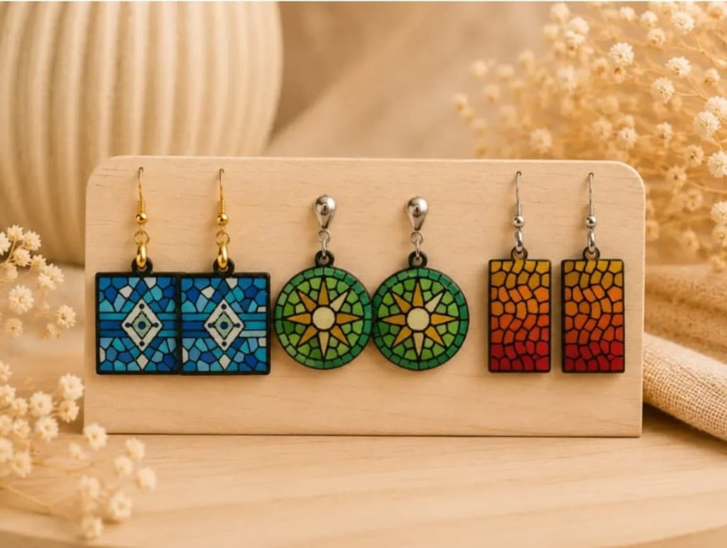 Pendientes mosaico azul