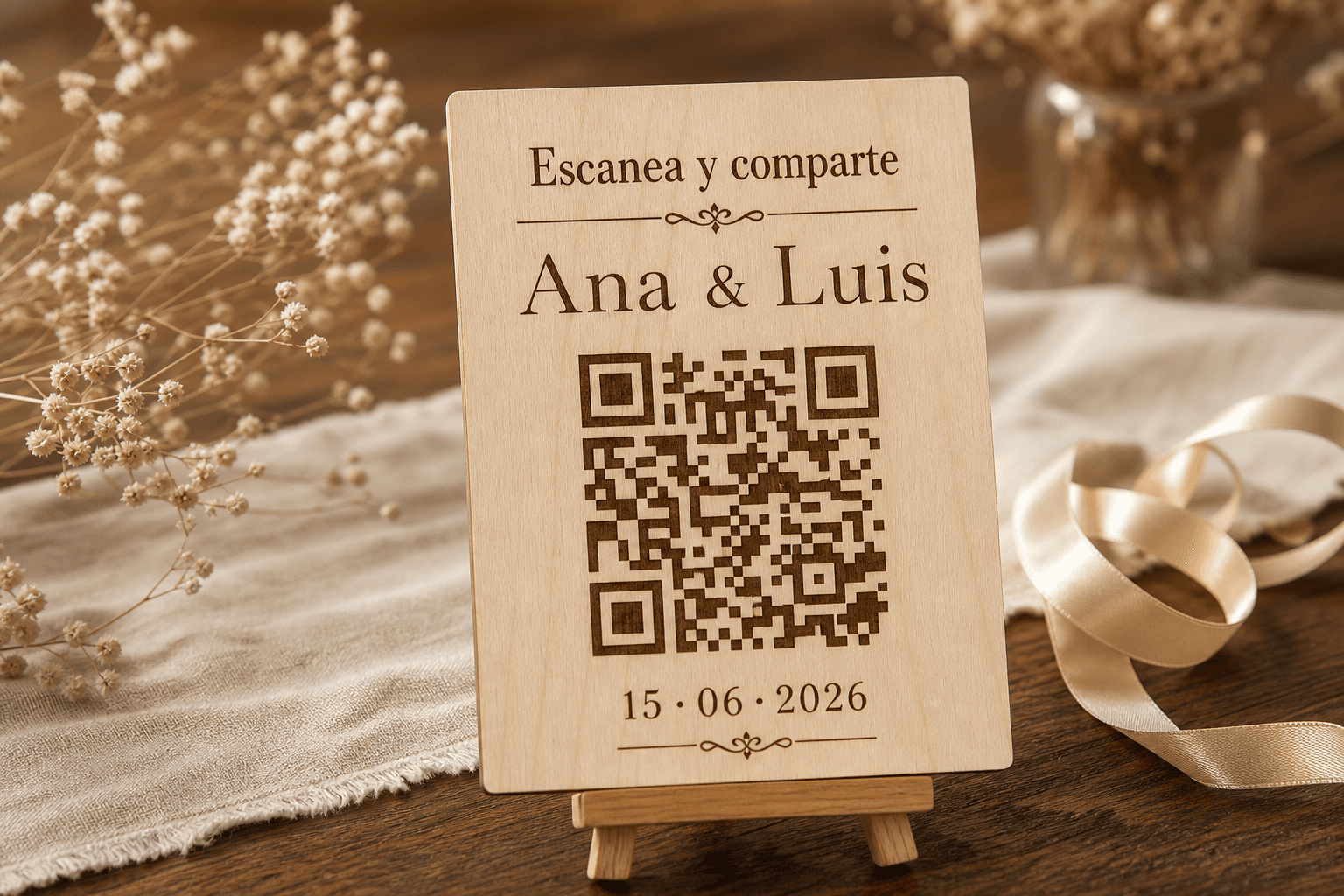 Cartel QR para bodas y eventos personalizado — El Rincón de Marfil