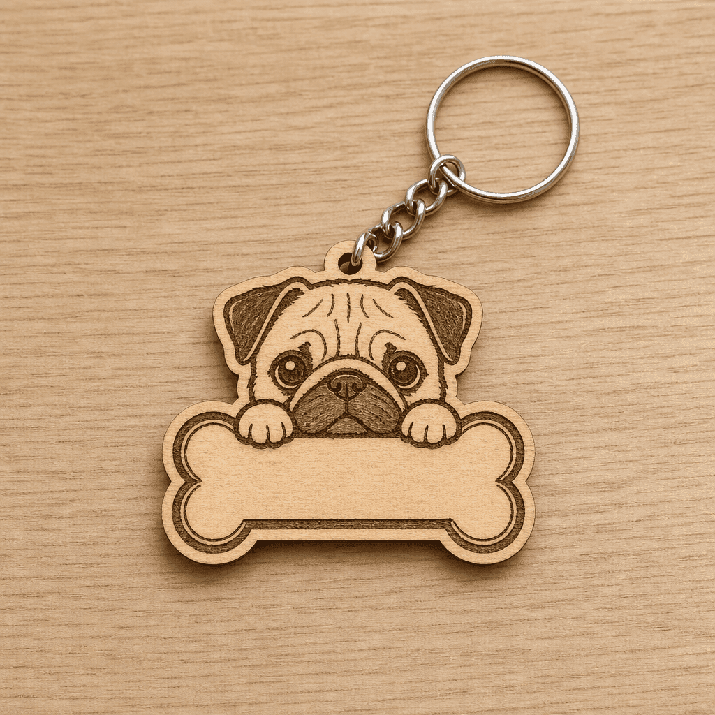 Llavero Pug personalizado — Llaveros artesanal de El Rincón de Marfil