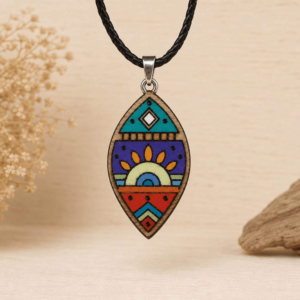 Collar almendra folk multicolor — Bisutería artesanal de El Rincón de Marfil