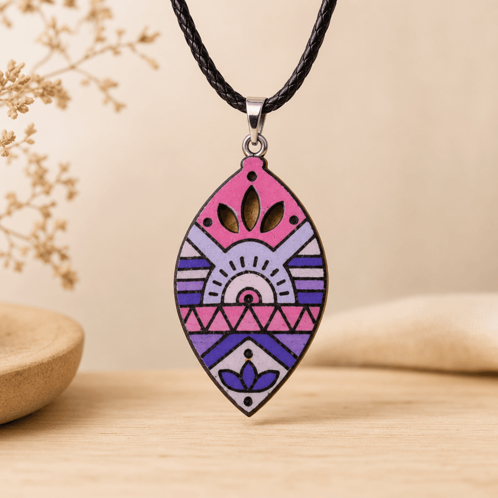 Collar almendra rosa lavanda — Bisutería artesanal de El Rincón de Marfil
