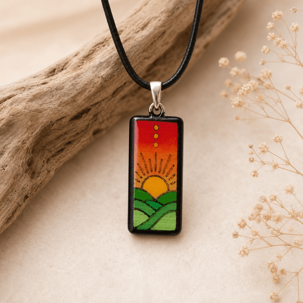 Collar paisaje atardecer — Bisutería artesanal de El Rincón de Marfil