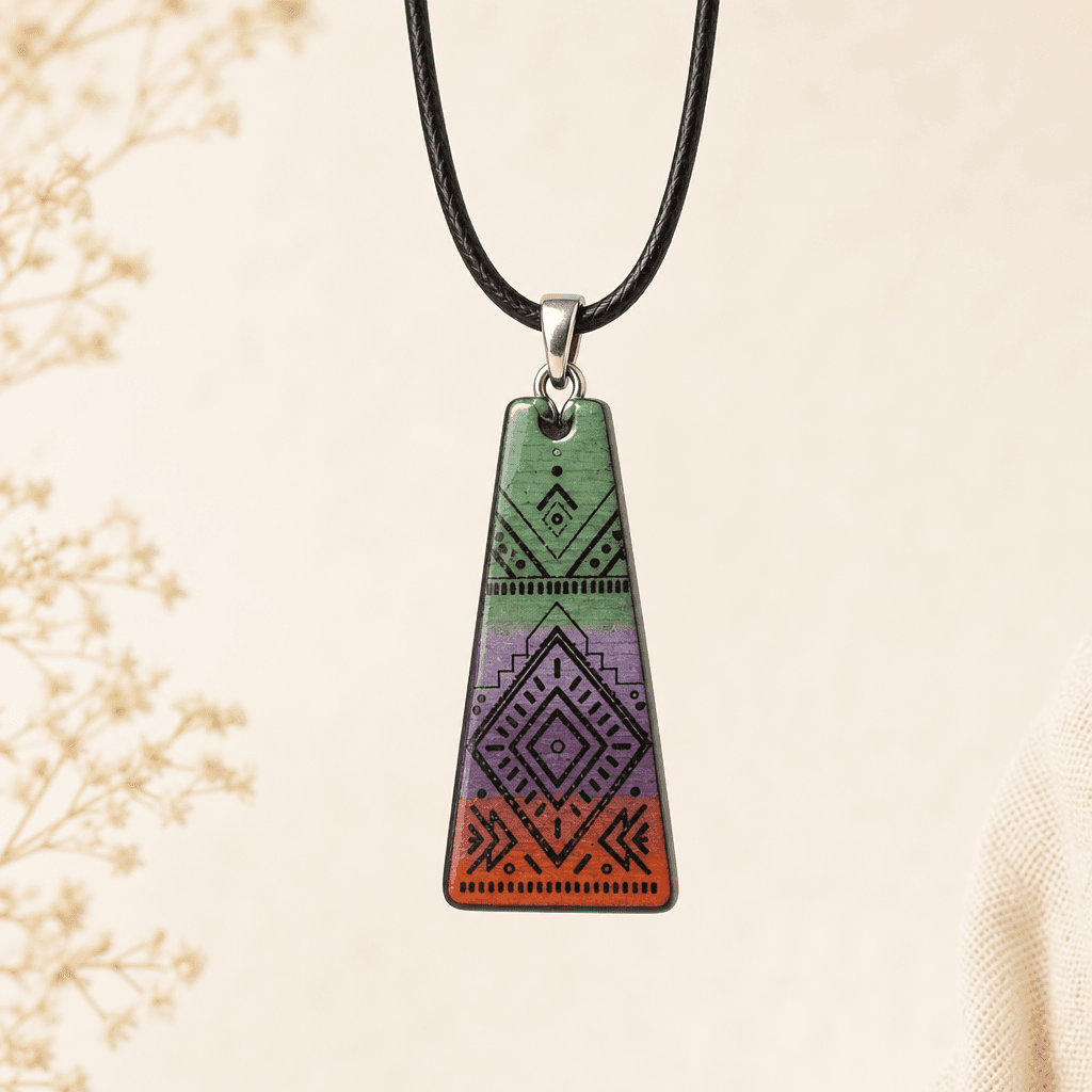 Collar trapecio tribal — Bisutería artesanal de El Rincón de Marfil