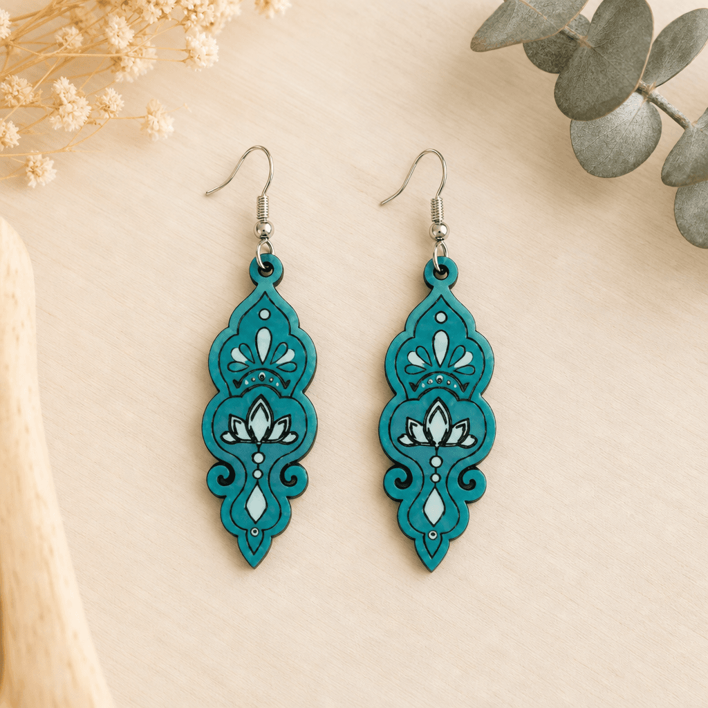 Pendientes paisley teal — Bisutería de El Rincón de Marfil