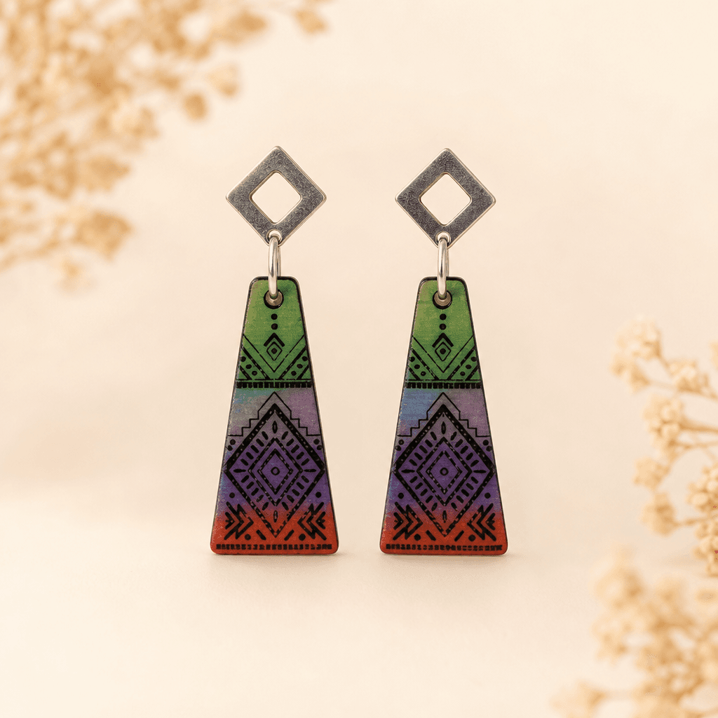 Pendientes trapecio geométrico — Bisutería artesanal de El Rincón de Marfil