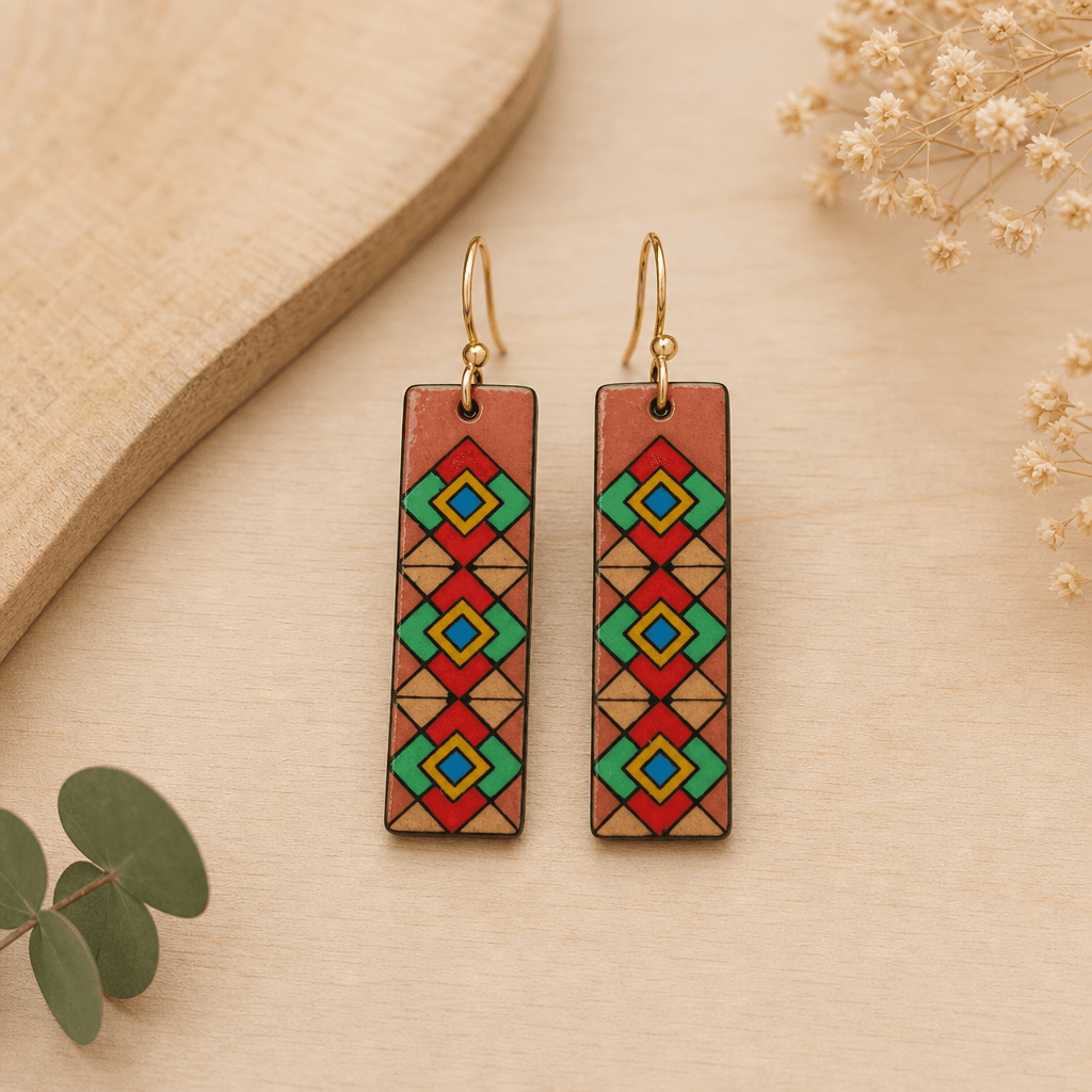 Pendientes tribal terracota — Bisutería de El Rincón de Marfil